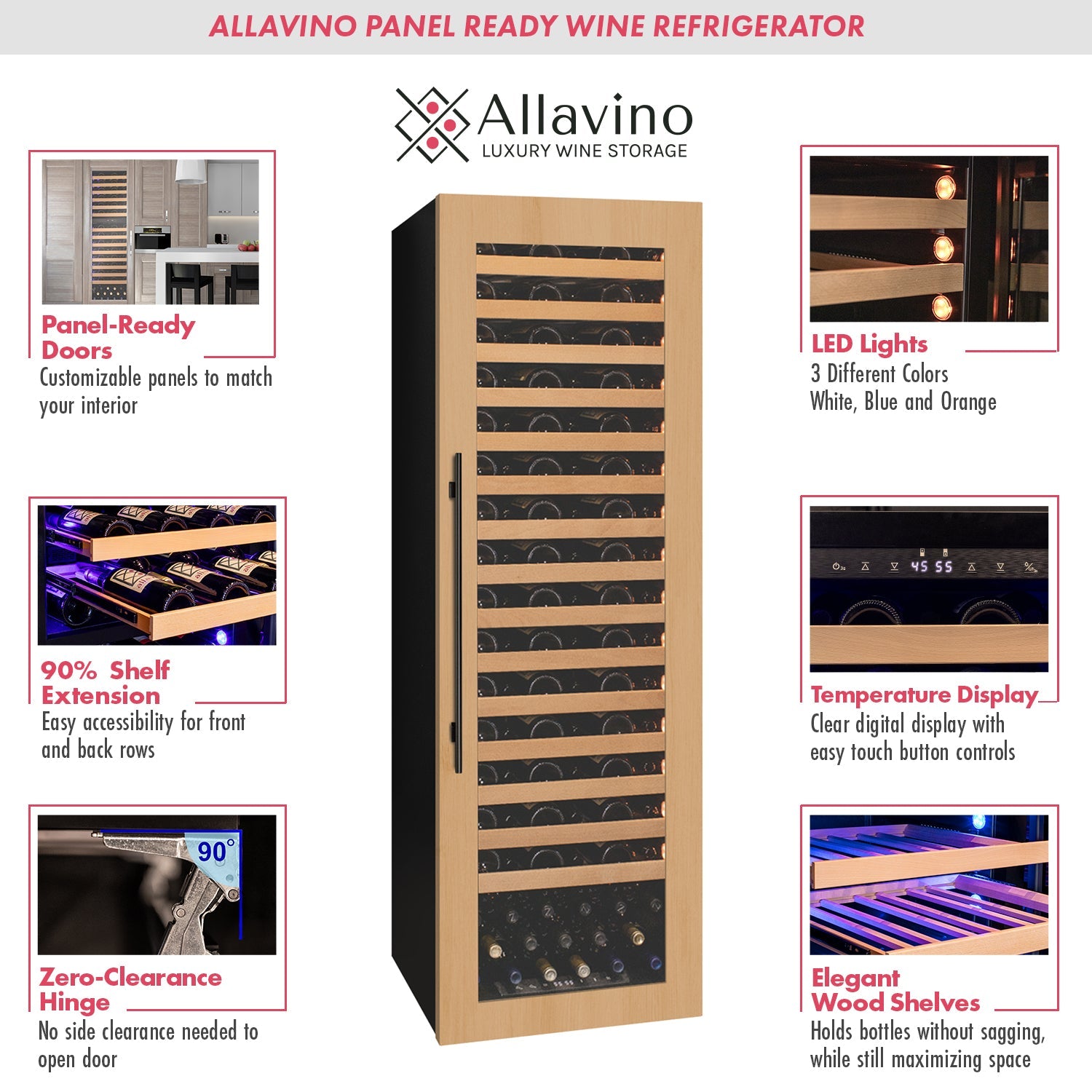 Allavino - 107 Bottle Single Zone Panel Ready Wine Refrigerator - AO VCWR-107PRS-1R