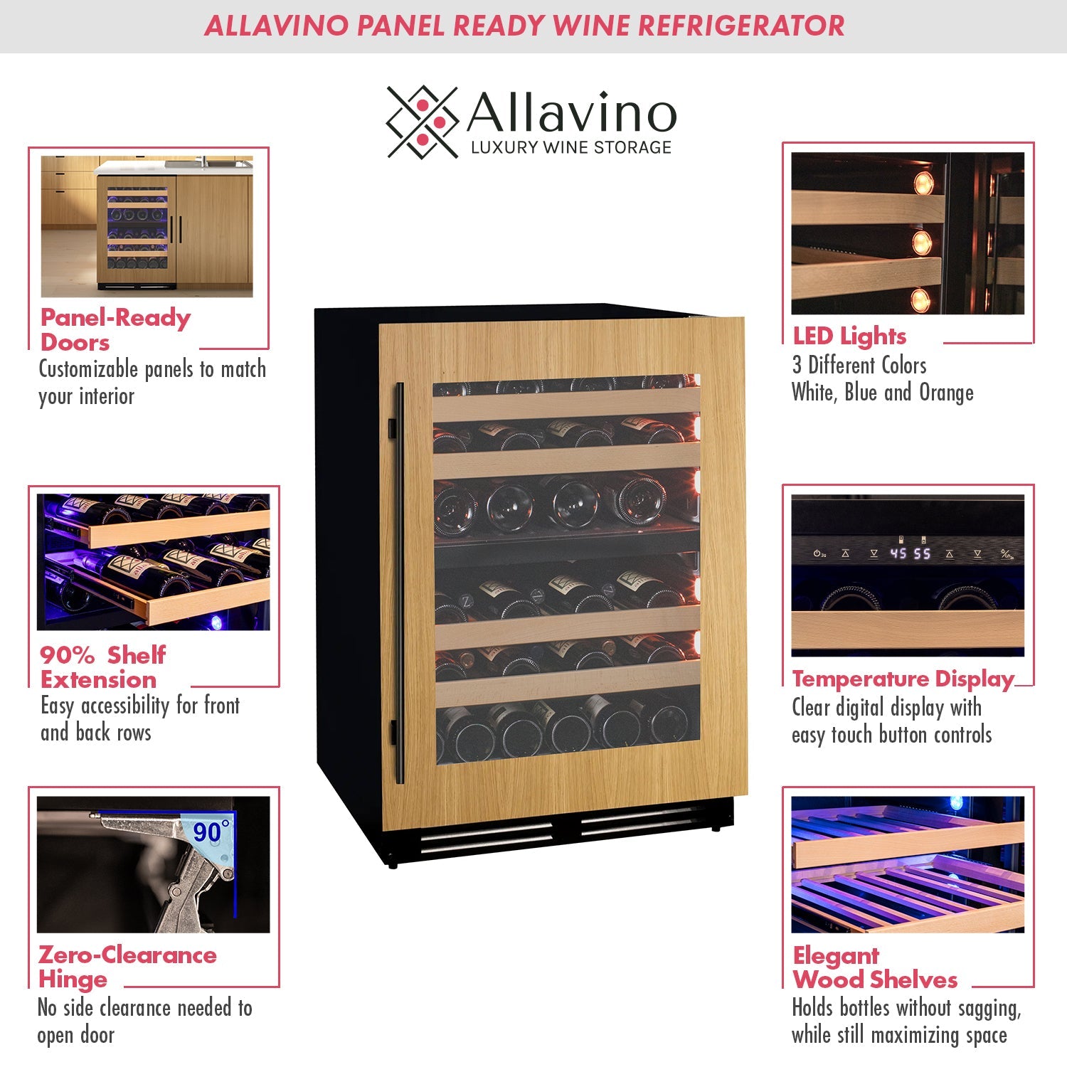 Allavino - 24" Wide Dual Zone Panel Ready Wine Refrigerator - AO VCWR-24PRD-2R