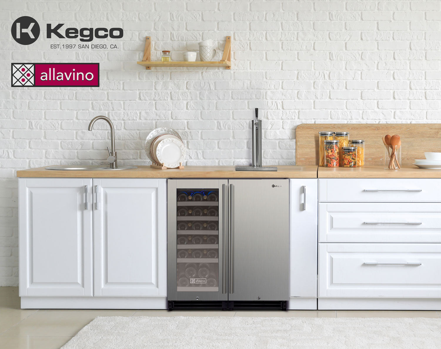 Allavino - 30" Side-by-Side Single Zone Wine Refrigerator and Single Tap Kegerator - BF VS15-1WK