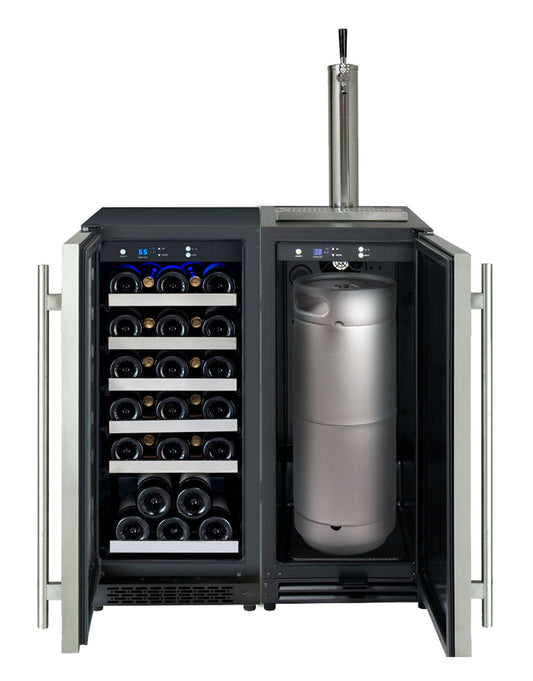 Allavino - 30" Side-by-Side Single Zone Wine Refrigerator and Single Tap Kegerator - BF VS15-1WK