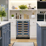 Allavino - Reserva Series 36 Bottle Dual Zone Wine Refrigerator with Stainless Steel French Doors - AO VSW3634FD-2S