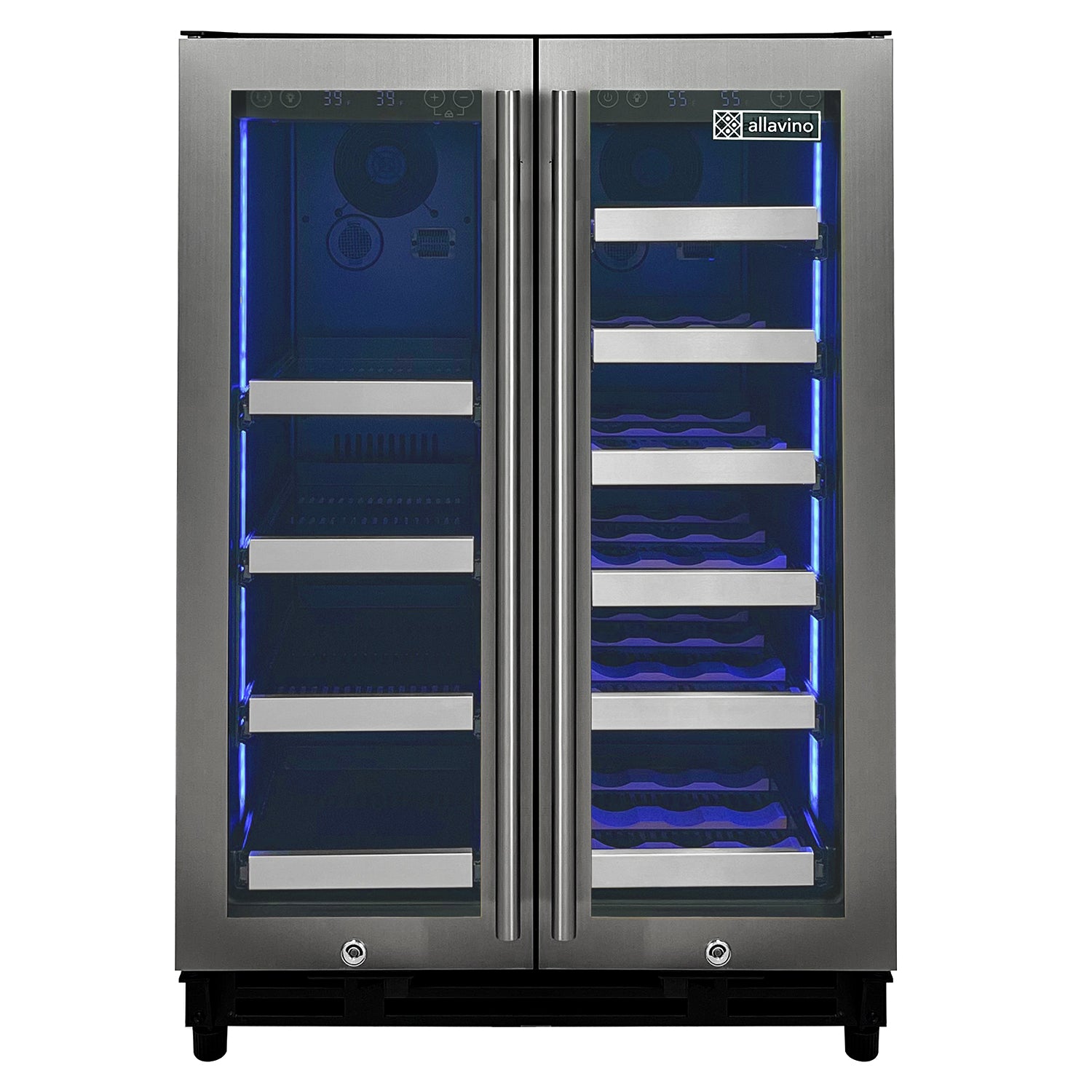 Allavino Reserva Series 24" Wide Two Door Stainless Steel Wine Refrigerator/Beverage Center