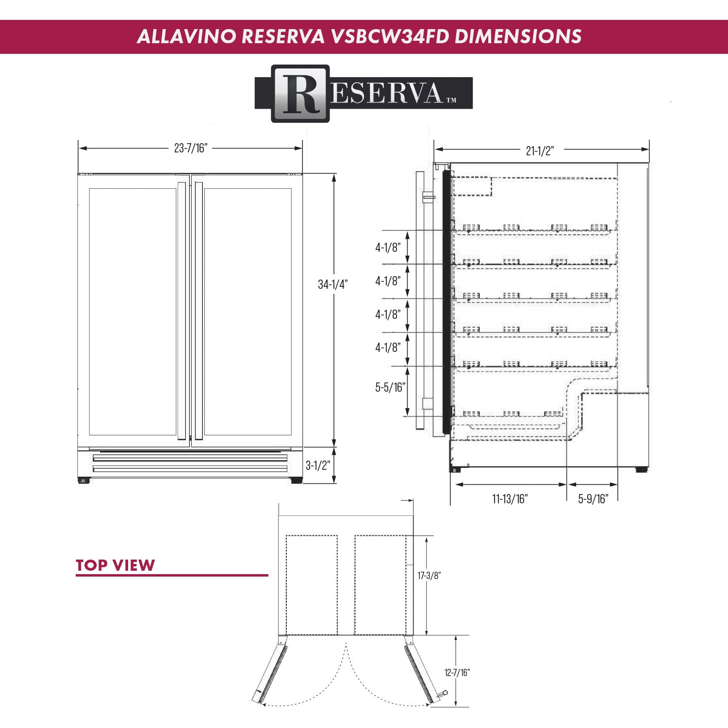 Allavino Reserva Series 24" Wide Two Door Stainless Steel Wine Refrigerator/Beverage Center