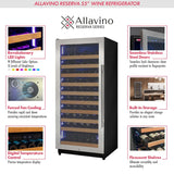 Allavino - Reserva Series 119 Bottle 55" Tall Single Zone Left Hinge Stainless Steel Wine Refrigerator