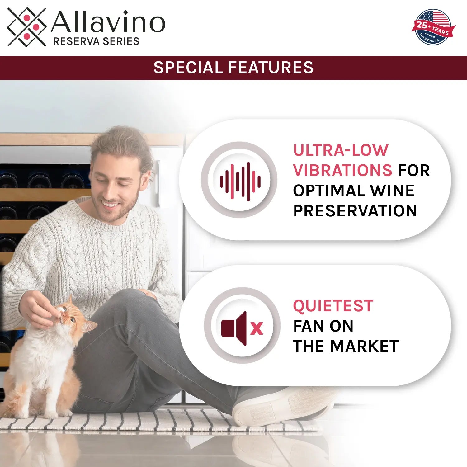 Allavino - Reserva Series - 56 Bottle Dual Zone Built-in Luxury Wine Refrigerator with Black Door