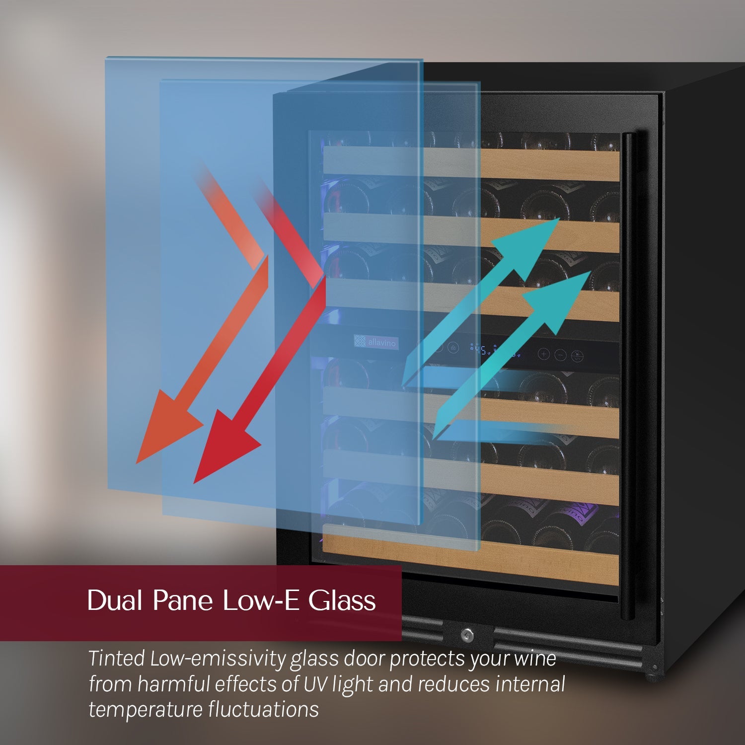 Allavino - Reserva Series - 56 Bottle Dual Zone Built-in Luxury Wine Refrigerator with Black Door