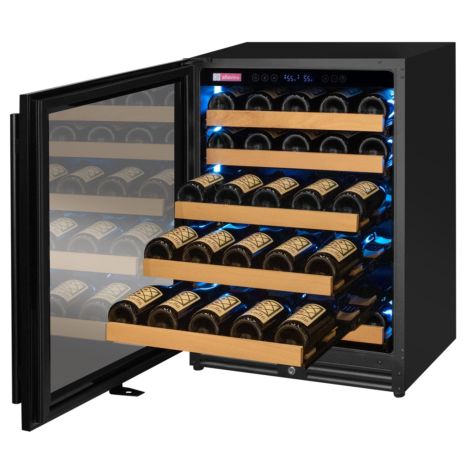 Allavino - Reserva Series - 56 Bottle Single Zone Built-in Luxury Wine Refrigerator with Black Door