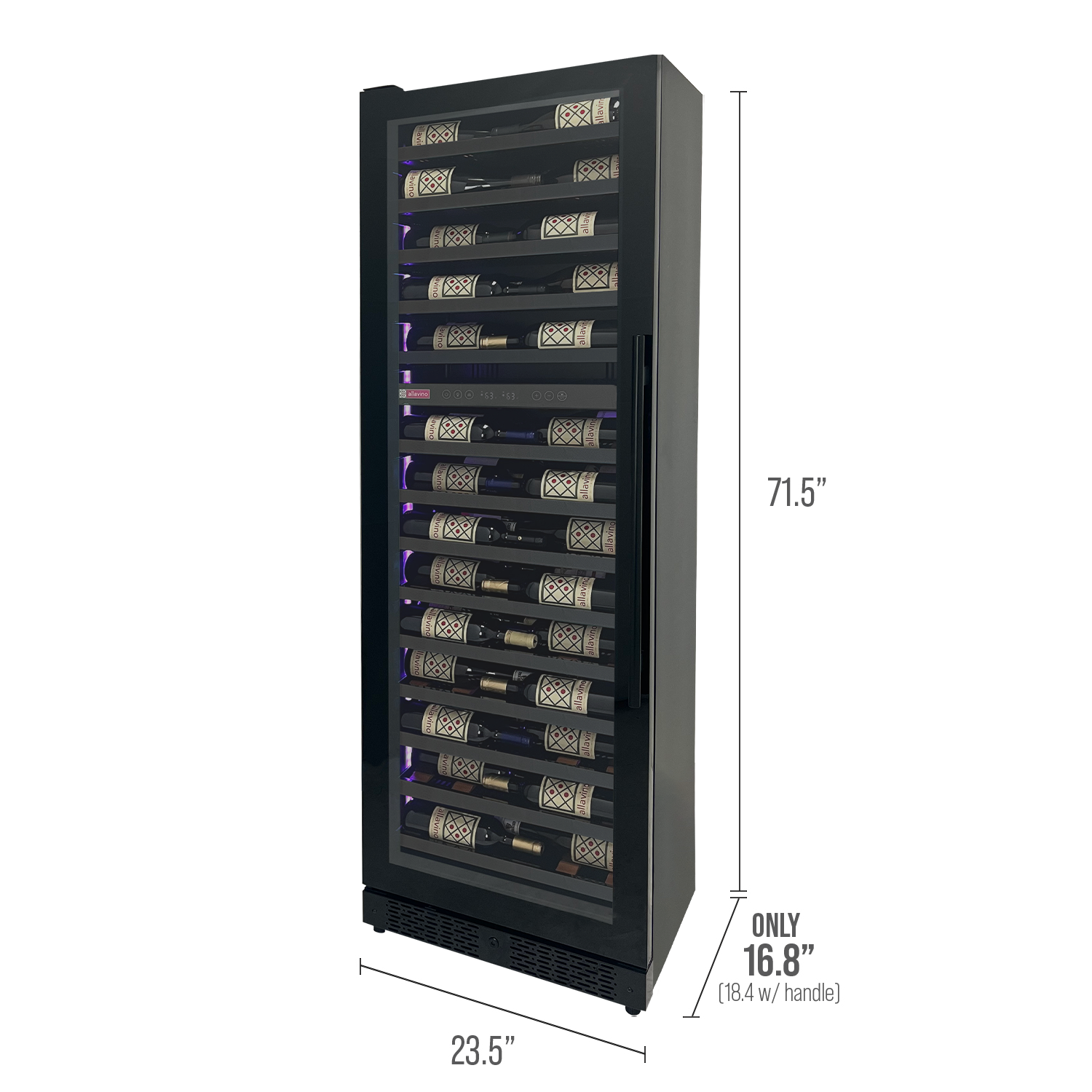 Allavino - Reserva Series 67 Bottle 71" Tall Dual Zone Black Shallow Wine Refrigerator Console