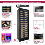 Allavino - Reserva Series 67 Bottle 71" Tall Single Zone Black Shallow Wine Refrigerator with Wood Front Shelves