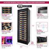 Allavino - Reserva Series 134 Bottle 71" Tall Dual Zone Black Side-by-Side Shallow Wine Refrigerator with Wood Front Shelves - BF 2X-VSW6771S-1B-W