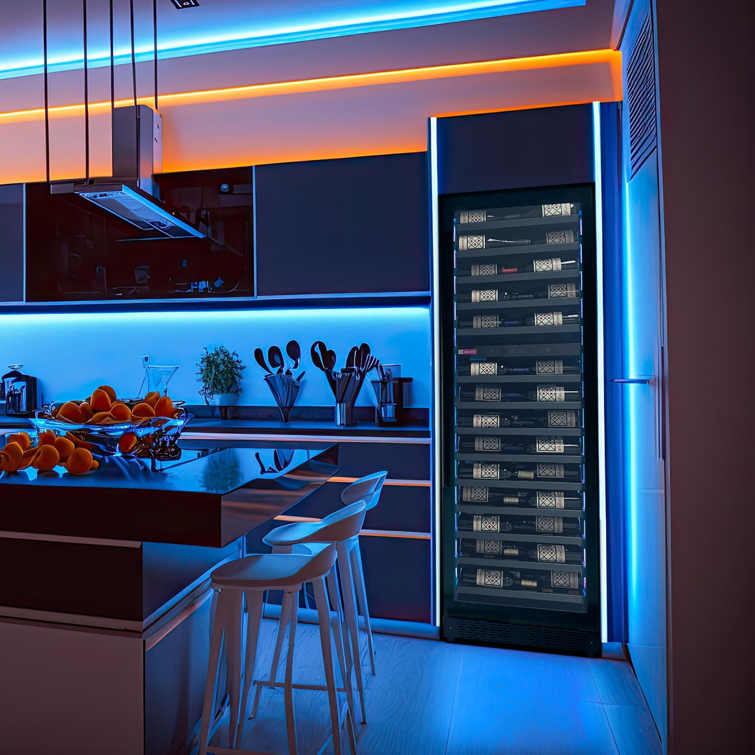 Allavino - Reserva Series 67 Bottle 71" Tall Dual Zone Black Shallow Wine Refrigerator Console