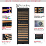 Allavino - Reserva Series 172 Bottle Dual Zone Built-in Wine Refrigerator with Black Metal Door