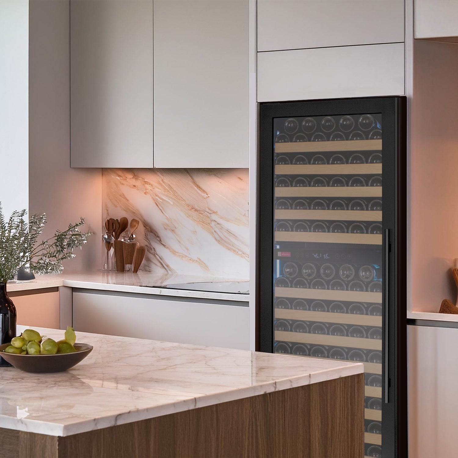 Allavino - Reserva Series 172 Bottle Dual Zone Built-in Wine Refrigerator with Black Metal Door