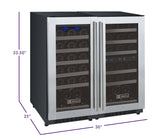 Allavino - 30" Wide FlexCount II Tru-Vino 60 Bottle Three Zone Stainless Steel Side-by-Side Wine Refrigerator - BF 3Z-VSWR30-S20