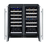 Allavino - 30" Wide FlexCount II Tru-Vino 60 Bottle Three Zone Stainless Steel Side-by-Side Wine Refrigerator - BF 3Z-VSWR30-S20