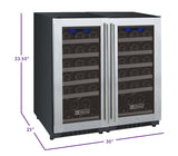 Allavino - 30" Wide FlexCount II Tru-Vino 60 Bottle Dual Zone Stainless Steel Side-by-Side Wine Refrigerator - BF 2X-VSWR30-1S20