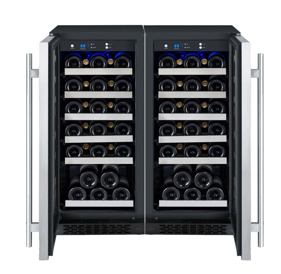 Allavino - 30" Wide FlexCount II Tru-Vino 60 Bottle Dual Zone Stainless Steel Side-by-Side Wine Refrigerator - BF 2X-VSWR30-1S20
