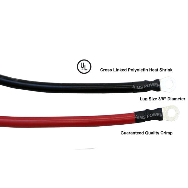 Aims Power - Inverter & Battery Cable #4 AWG 14ft Set Lugged Black/Red