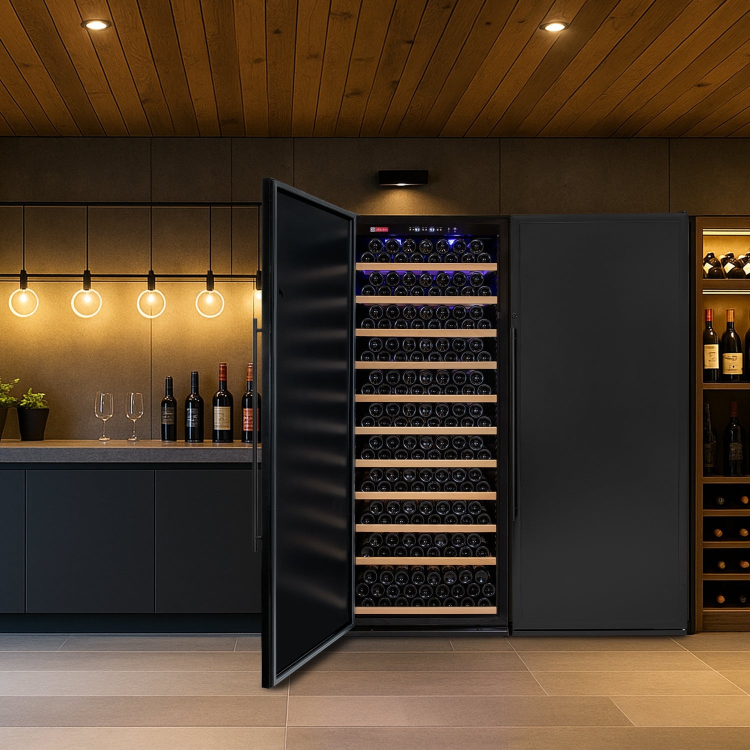 Allavino - 32" Wide Vite II Tru-Vino 305 Bottle Single Zone Solid Black Left Hinge Door Wine Refrigerator