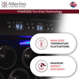 Allavino - 32" Wide Vite II Tru-Vino 305 Bottle Single Zone Solid Black Left Hinge Door Wine Refrigerator
