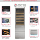 Allavino - 76.5" Tall Stainless Steel Wine Refrigerator with Two Refrigerated Drawers - AO YHWR7724D-S