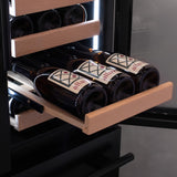 Allavino - 76.5" Tall Black French Doors Dual Zone Wine Refrigerator with Two Refrigerated Drawers