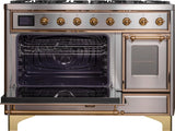 ILVE - 48" Magestic II Series Freestanding Dual Fuel Range - Griddle, Glass Door(s) - Warming Drawer - Natural Gas