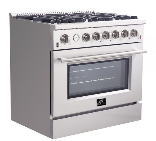 FORNO - Alta Qualita 36" Stainless Steel Pro Style Natural Gas Range