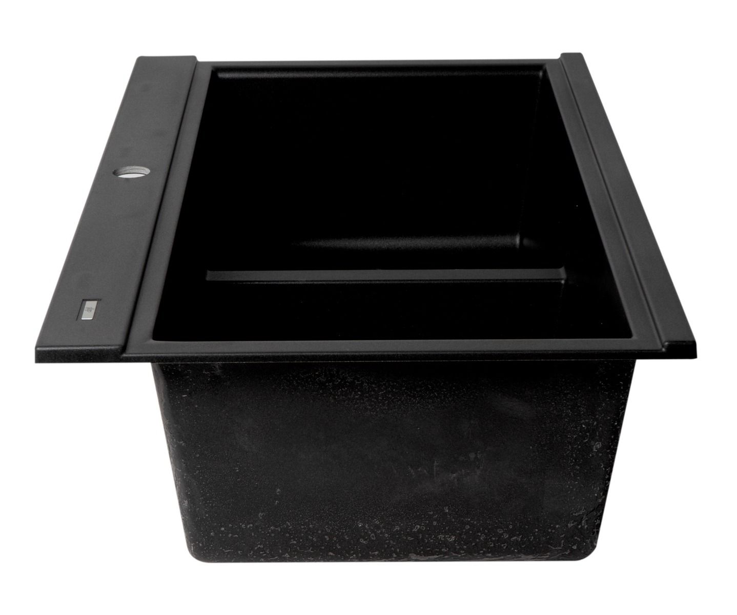 ALFI brand - Black 33" Granite Composite Workstation Step Rim Double Bowl Drop In Sink with Accessories - AB3418DBDI-BLA