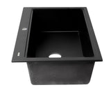 ALFI brand - Black 33" Granite Composite Workstation Step Rim Single Bowl Drop In Sink with Accessories - AB3418SBDI-BLA