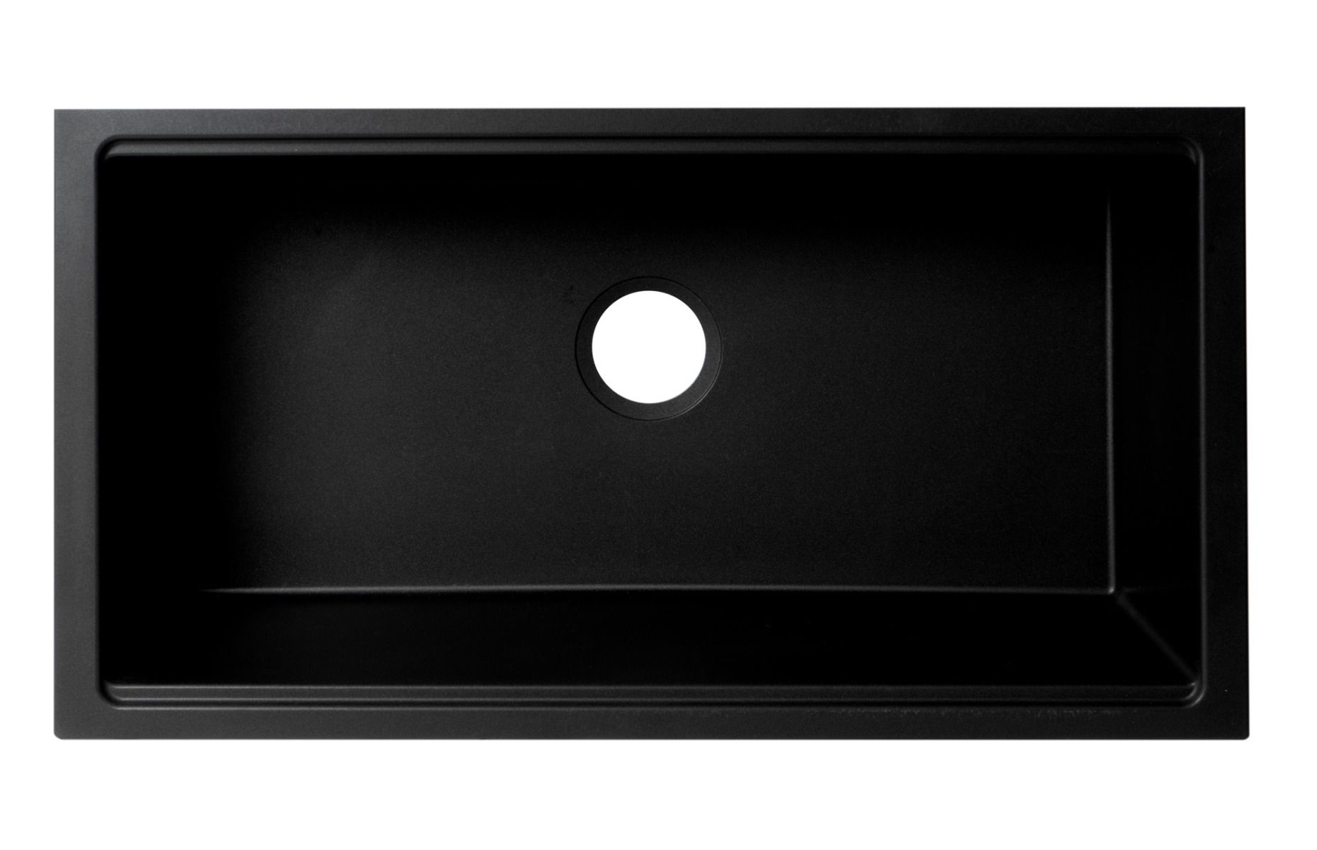 ALFI brand - Black 33" Granite Composite Workstation Step Rim Single Bowl Undermount Sink with Accessories - AB3418SBUM-BLA