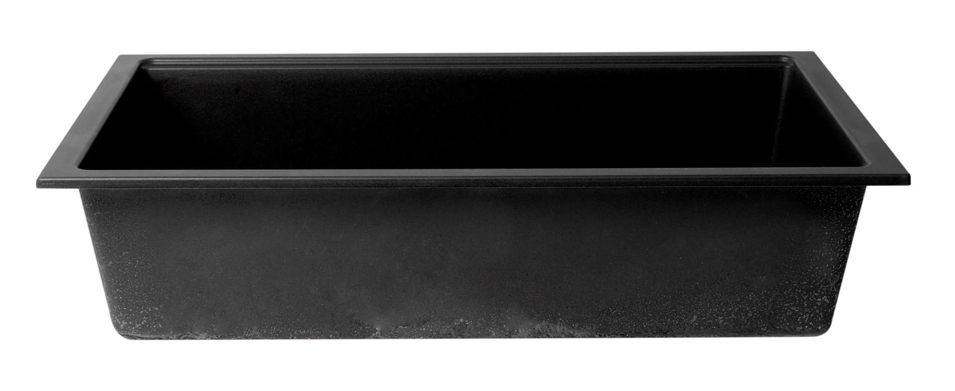 ALFI brand - Black 33" Granite Composite Workstation Step Rim Single Bowl Undermount Sink with Accessories - AB3418SBUM-BLA