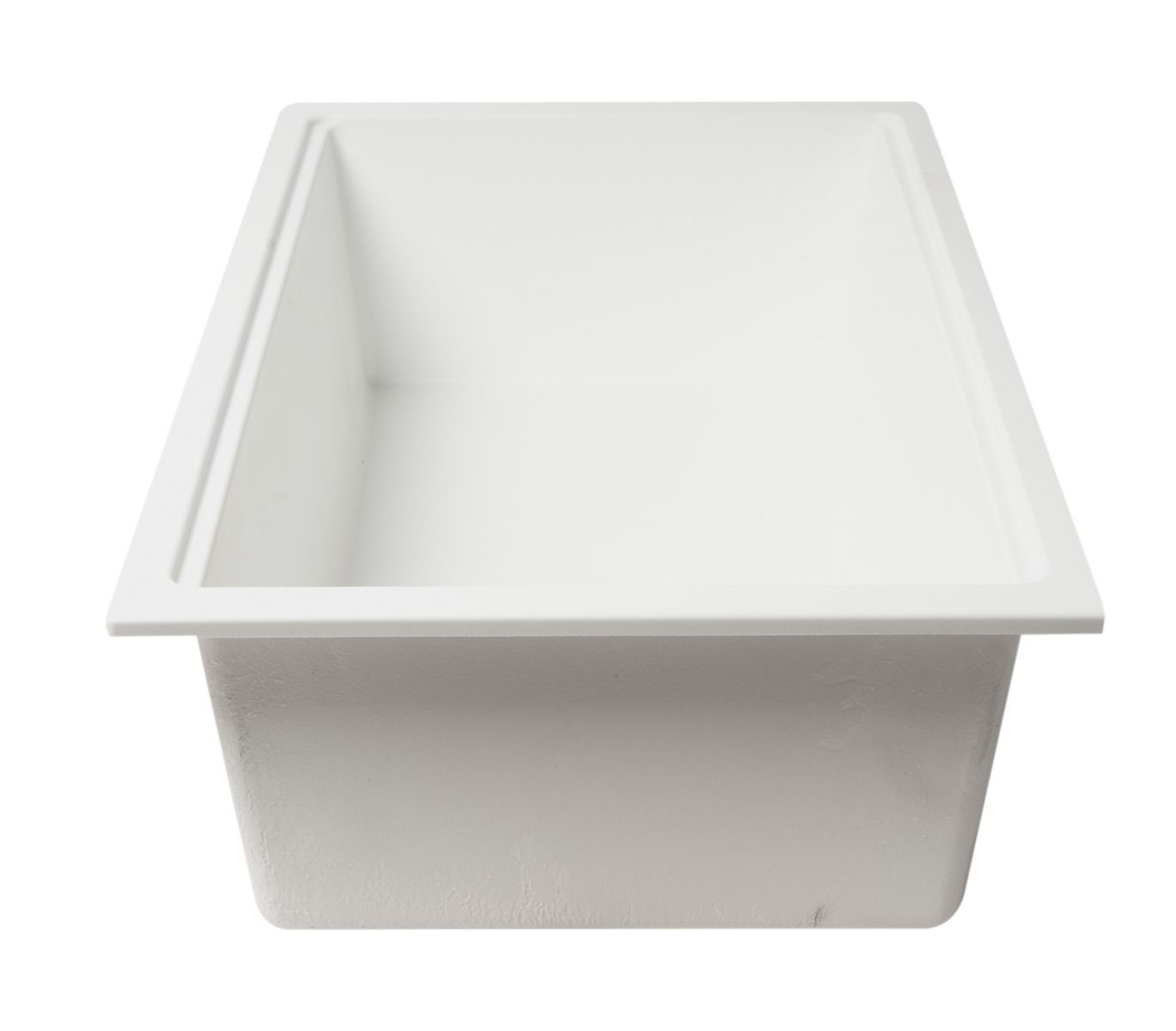 ALFI brand - White 33" Granite Composite Workstation Step Rim Single Bowl Undermount Sink with Accessories - AB3418SBUM-W