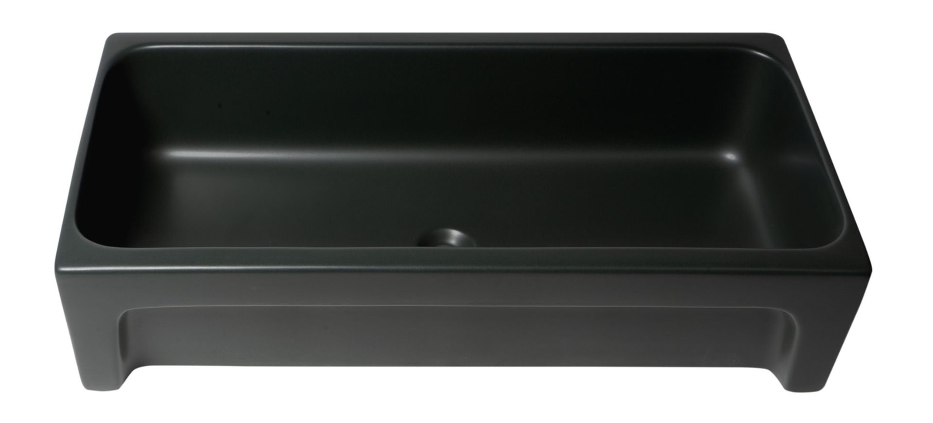 ALFI brand - 36" Black Matte Above Mount Fireclay Bathroom Trough Sink - AB36TRBM