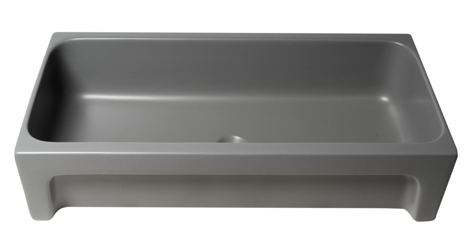 ALFI brand - 36" Grey Matte Above Mount Fireclay Bathroom Trough Sink - AB36TRGM