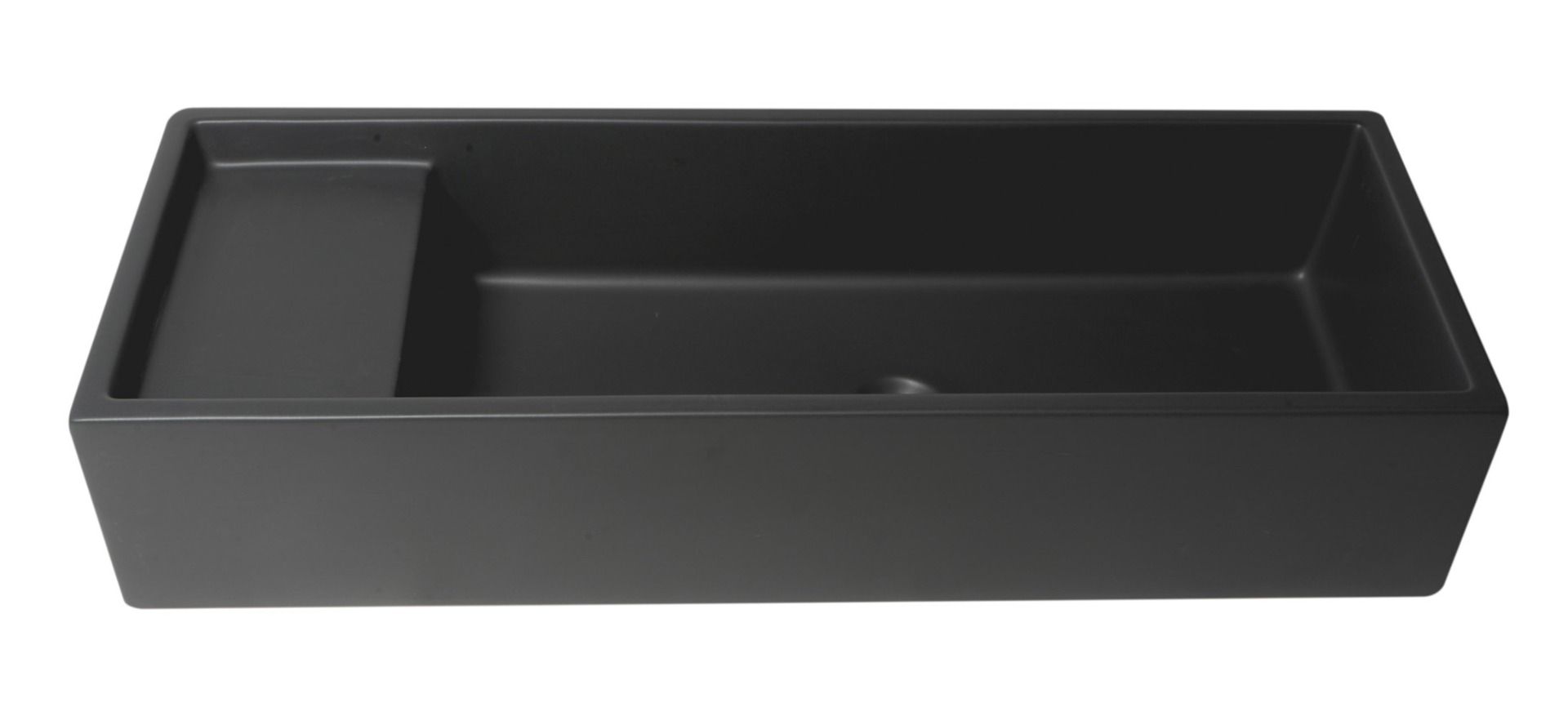 ALFI brand - 39" Black Matte Above Mount Fireclay Bathroom Trough Sink - AB39TRBM