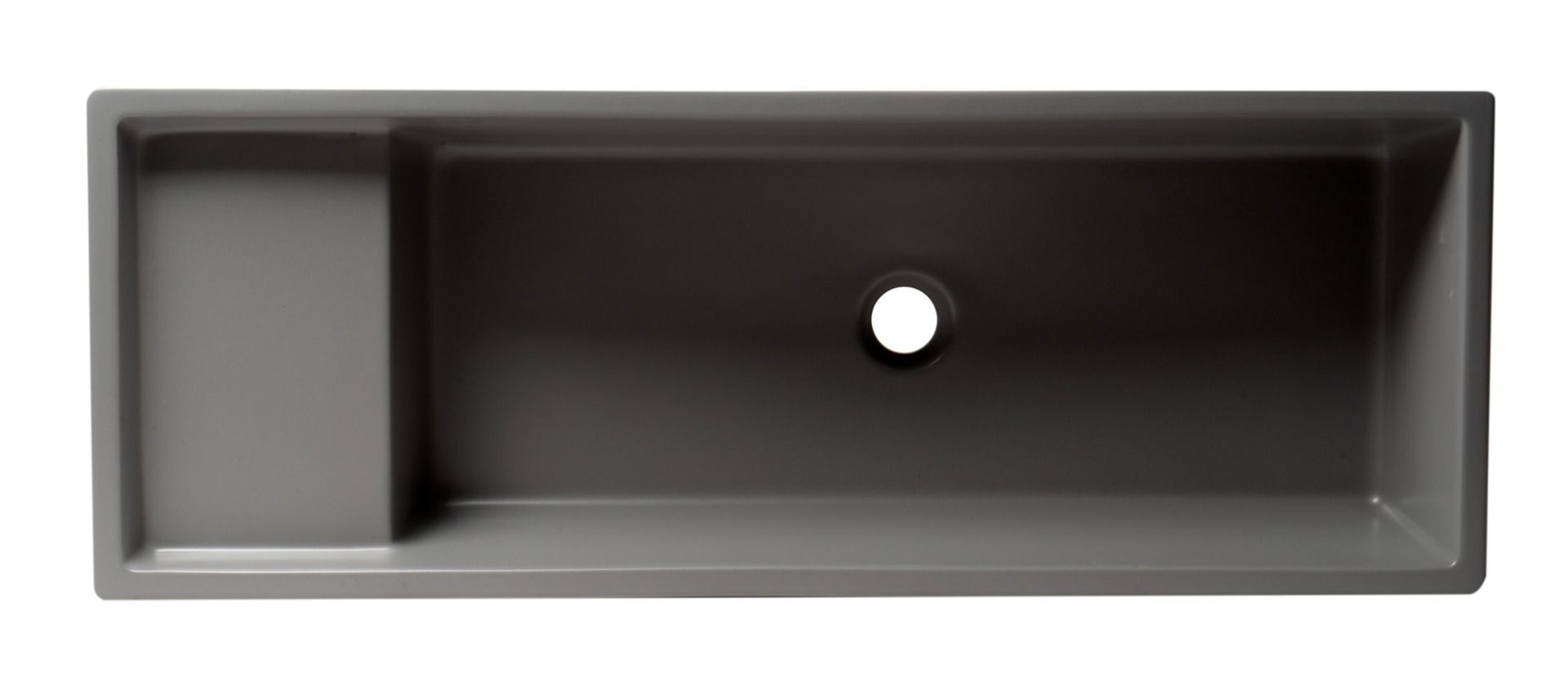 ALFI brand - 39" Grey Matte Above Mount Fireclay Bathroom Trough Sink - AB39TRGM