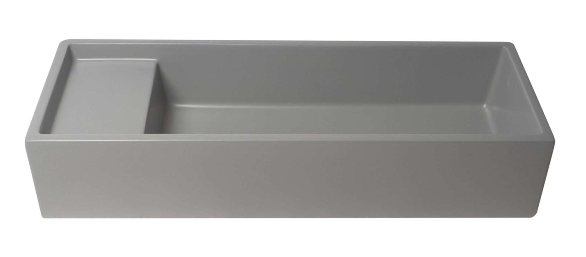 ALFI brand - 39" Grey Matte Above Mount Fireclay Bathroom Trough Sink - AB39TRGM