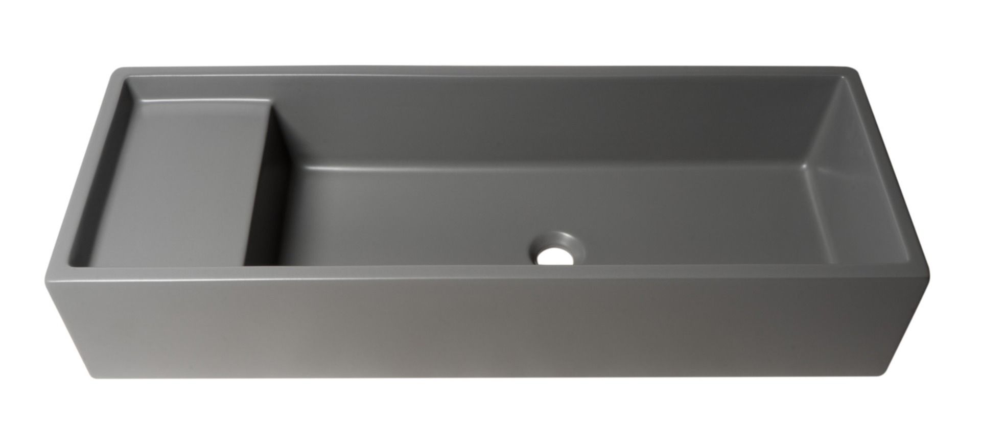 ALFI brand - 39" Grey Matte Above Mount Fireclay Bathroom Trough Sink - AB39TRGM