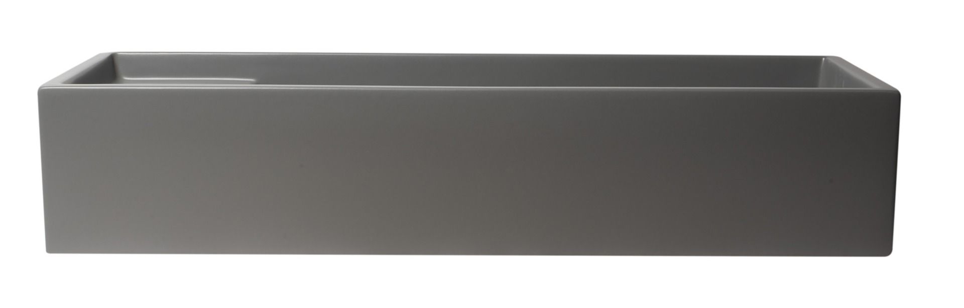 ALFI brand - 39" Grey Matte Above Mount Fireclay Bathroom Trough Sink - AB39TRGM