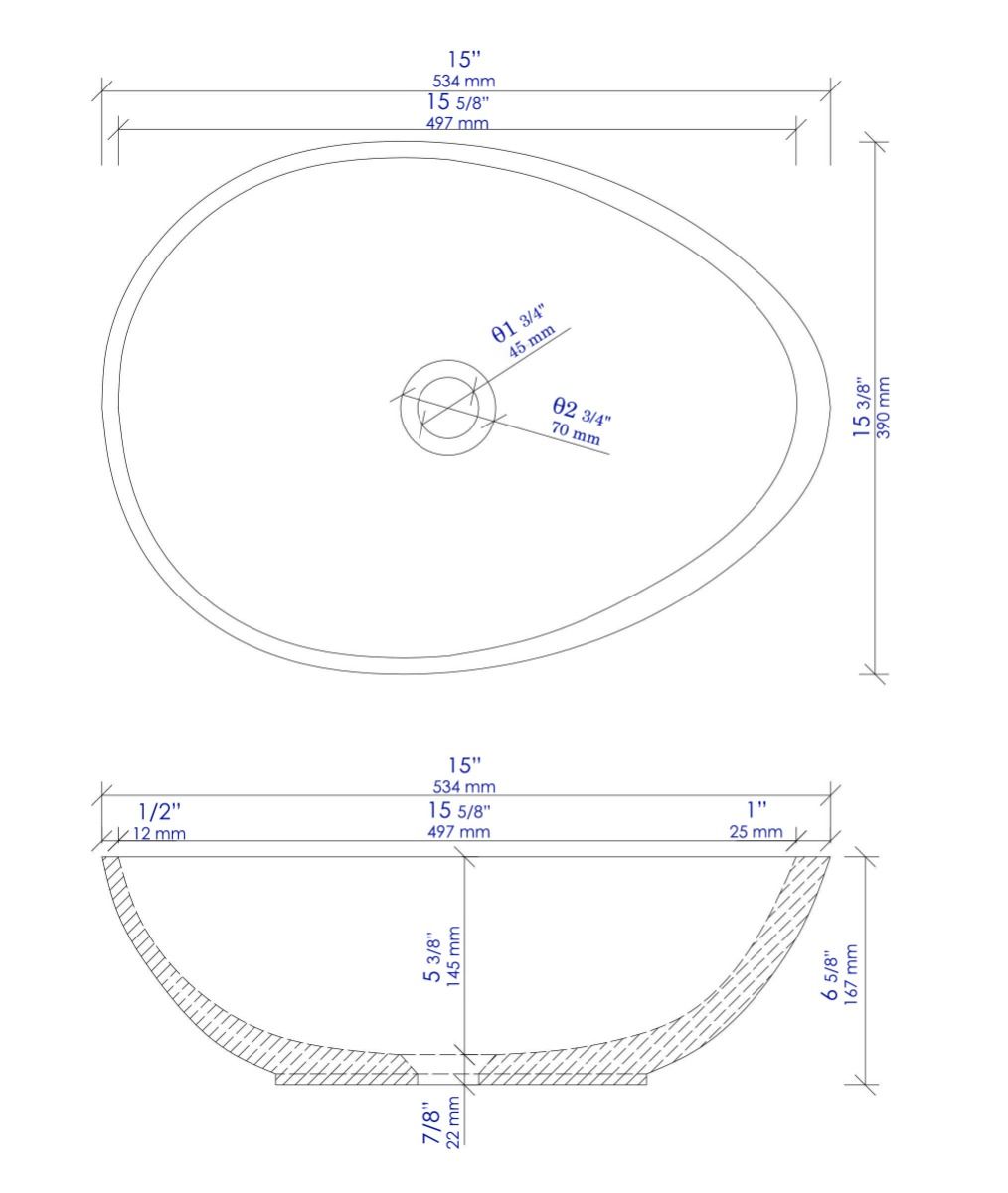 ALFI brand - 21" Solid Concrete Tear Drop Above Mount Vessel Sink - ABCO21O