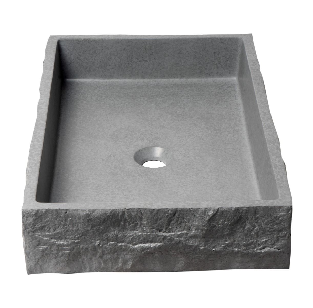 ALFI brand - 24" Solid Concrete Chiseled Style Rectangular Above Mount Vessel Sink - ABCO24R