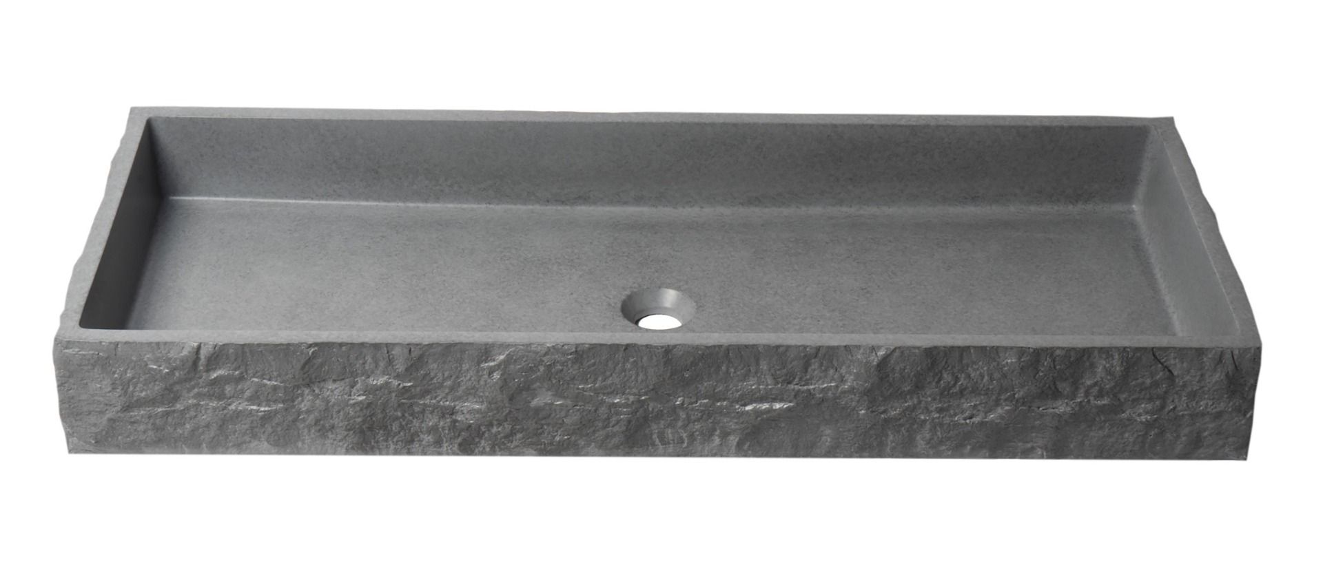 ALFI brand - 39" Solid Concrete Gray Matte Trough Sink for the Bathroom - ABCO39TR