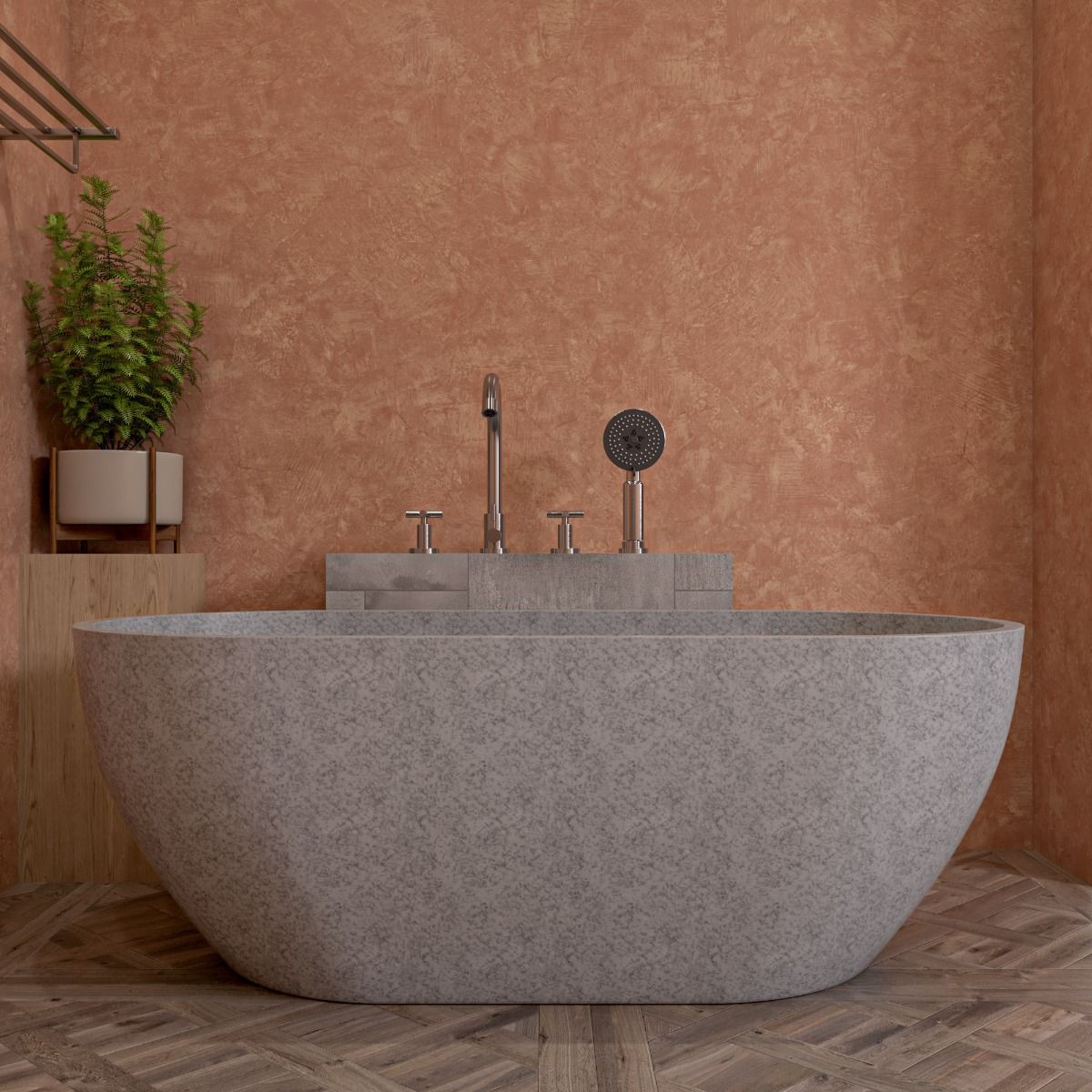 ALFI brand - 59" Solid Concrete Oval Freestanding Bathtub - ABCO59TUB