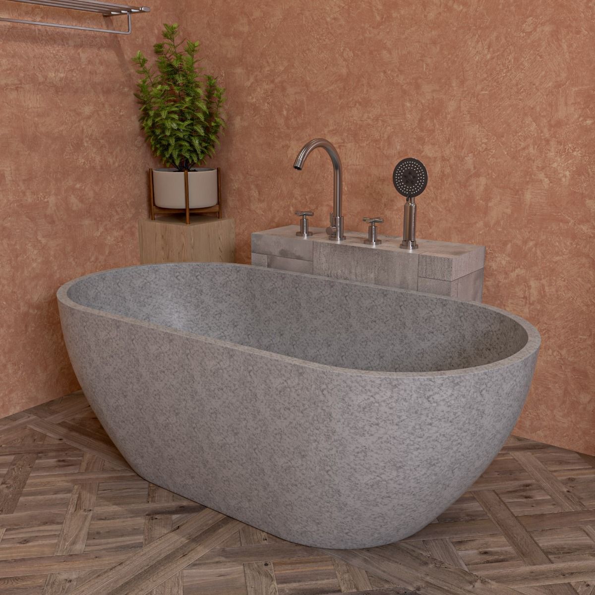 ALFI brand - 59" Solid Concrete Oval Freestanding Bathtub - ABCO59TUB