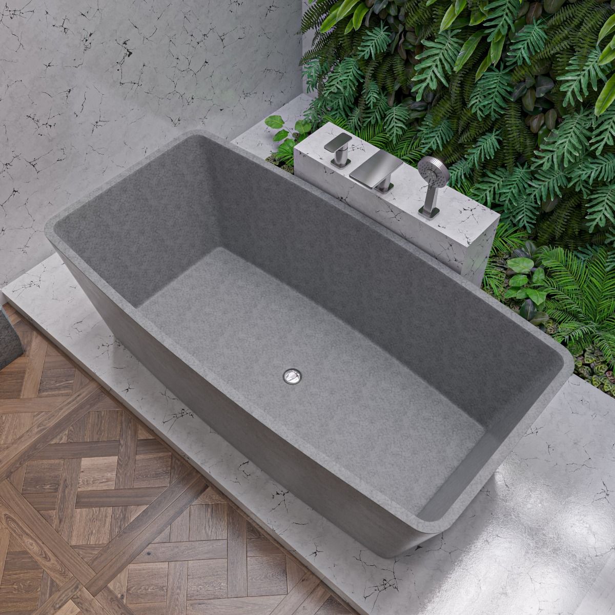 ALFI brand - 71" Solid Concrete Rectangular Freestanding Bathtub - ABCO71TUB