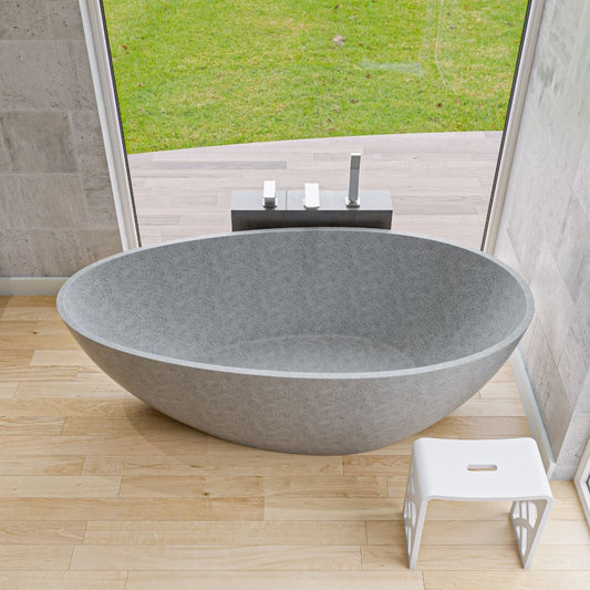 ALFI brand - 72" Solid Concrete Tear Drop Freestanding Bathtub - ABCO72TUB