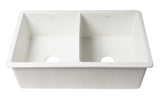 ALFI brand - White 32" x 19" Double Bowl Fireclay Undermount / Drop In Fireclay Kitchen Sink - ABF3219DUD-W