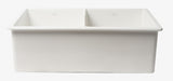 ALFI brand - White 32" x 19" Double Bowl Fireclay Undermount / Drop In Fireclay Kitchen Sink - ABF3219DUD-W