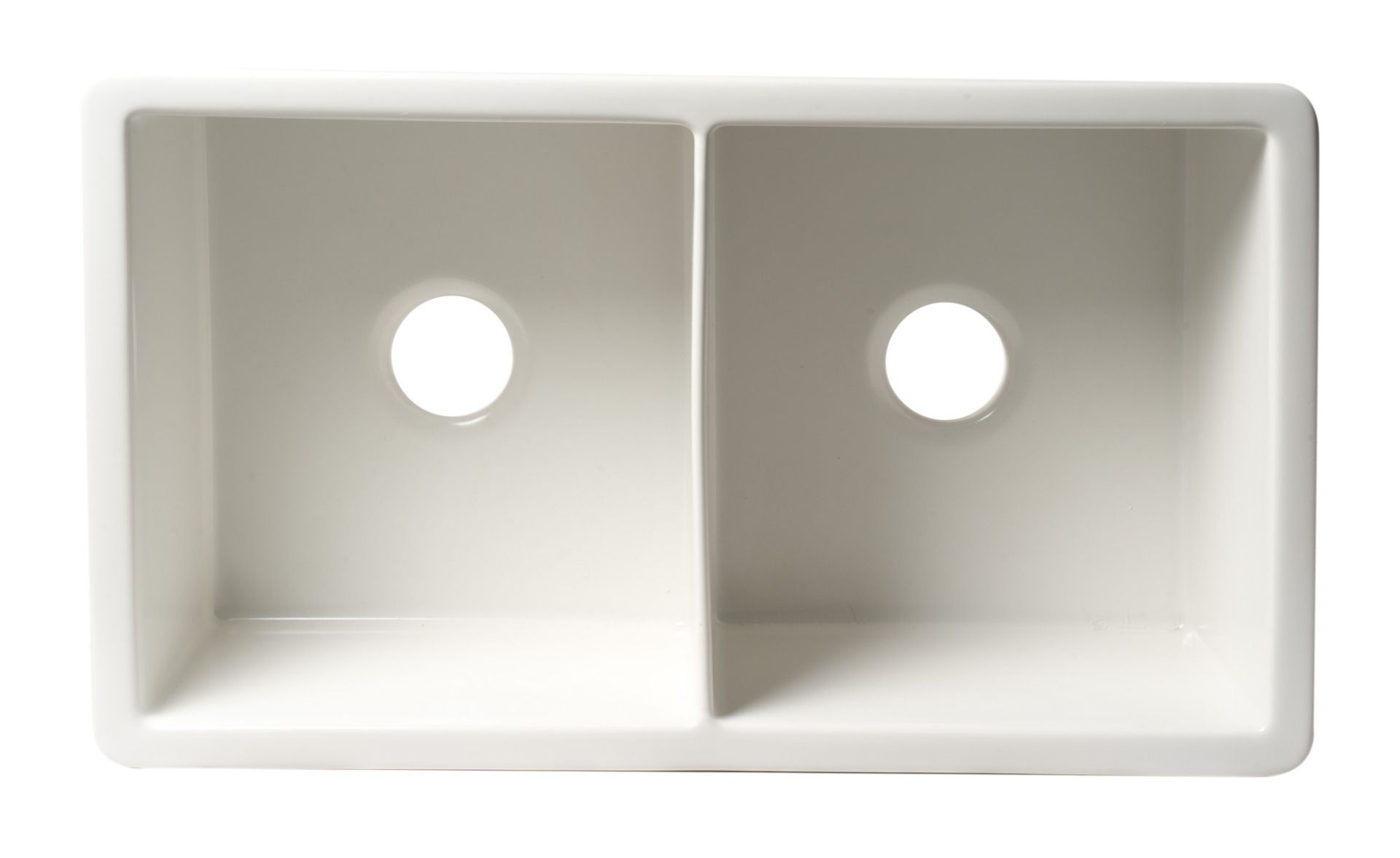 ALFI brand - White 32" x 19" Double Bowl Fireclay Undermount / Drop In Fireclay Kitchen Sink - ABF3219DUD-W